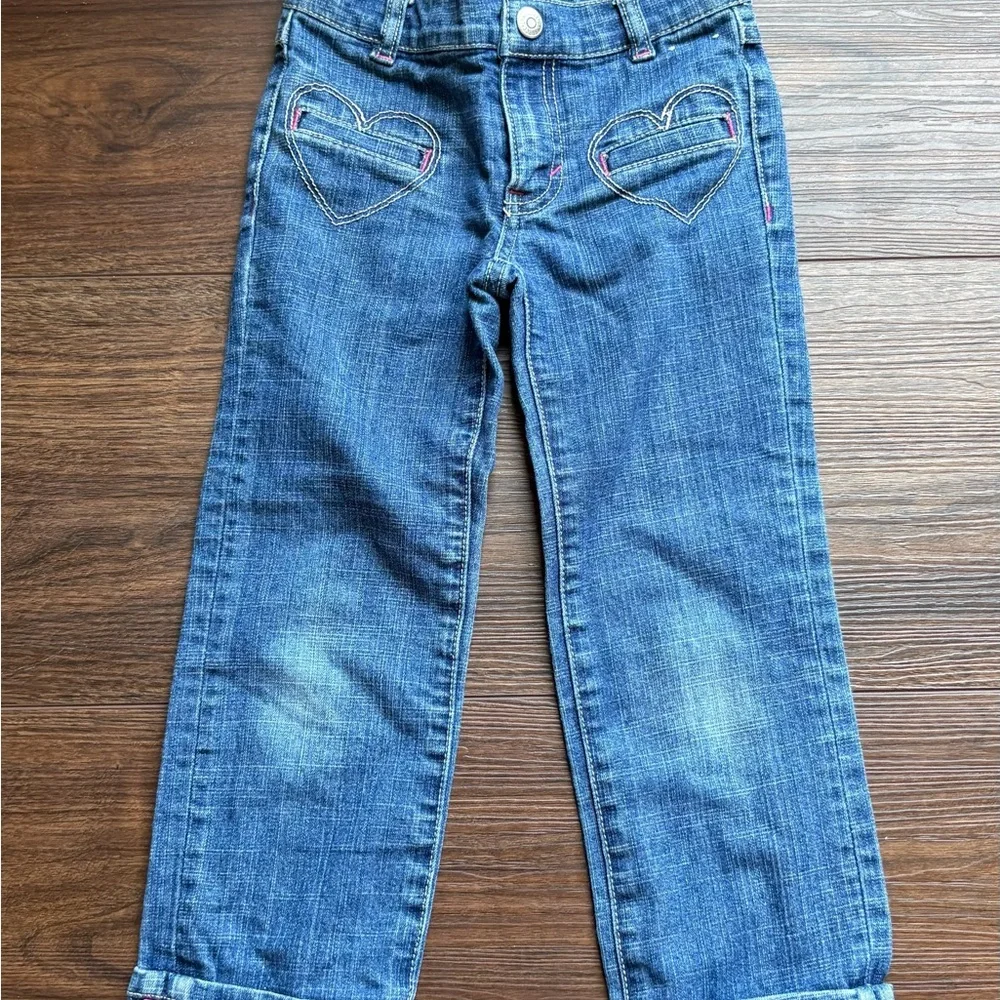 Gymboree Blue Denim Jeans with Heart Pocket Stitching